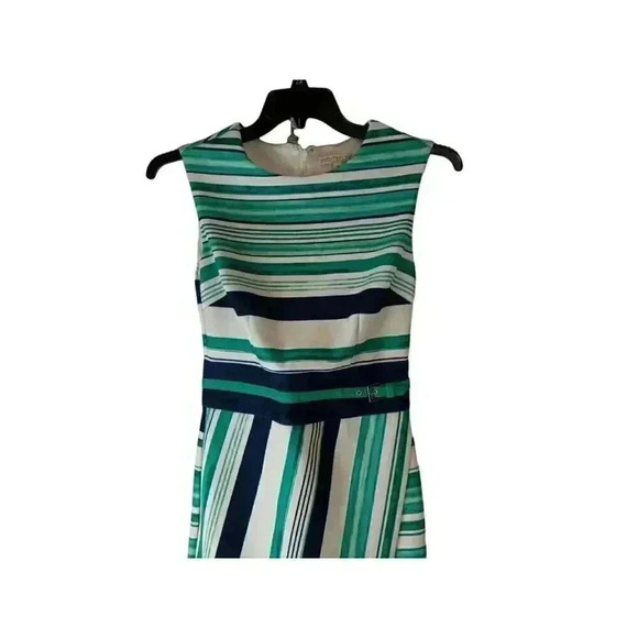 Eva Mendes Career Work Dress Blue Green White Striped Size XS - Picture 3 of 11